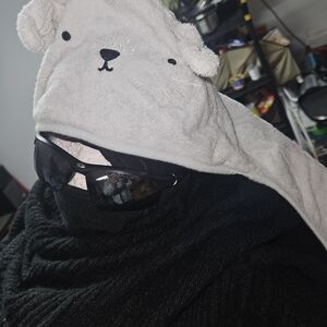 Cute Gray Bear Hooded Kids Hat